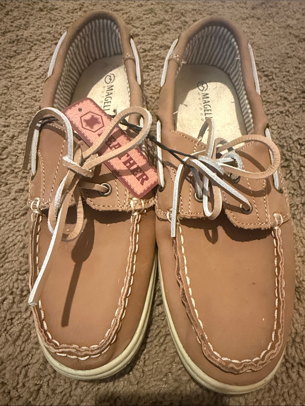 Magellan Outdoors Women's Brown Leather Moccasin Boat Shoes